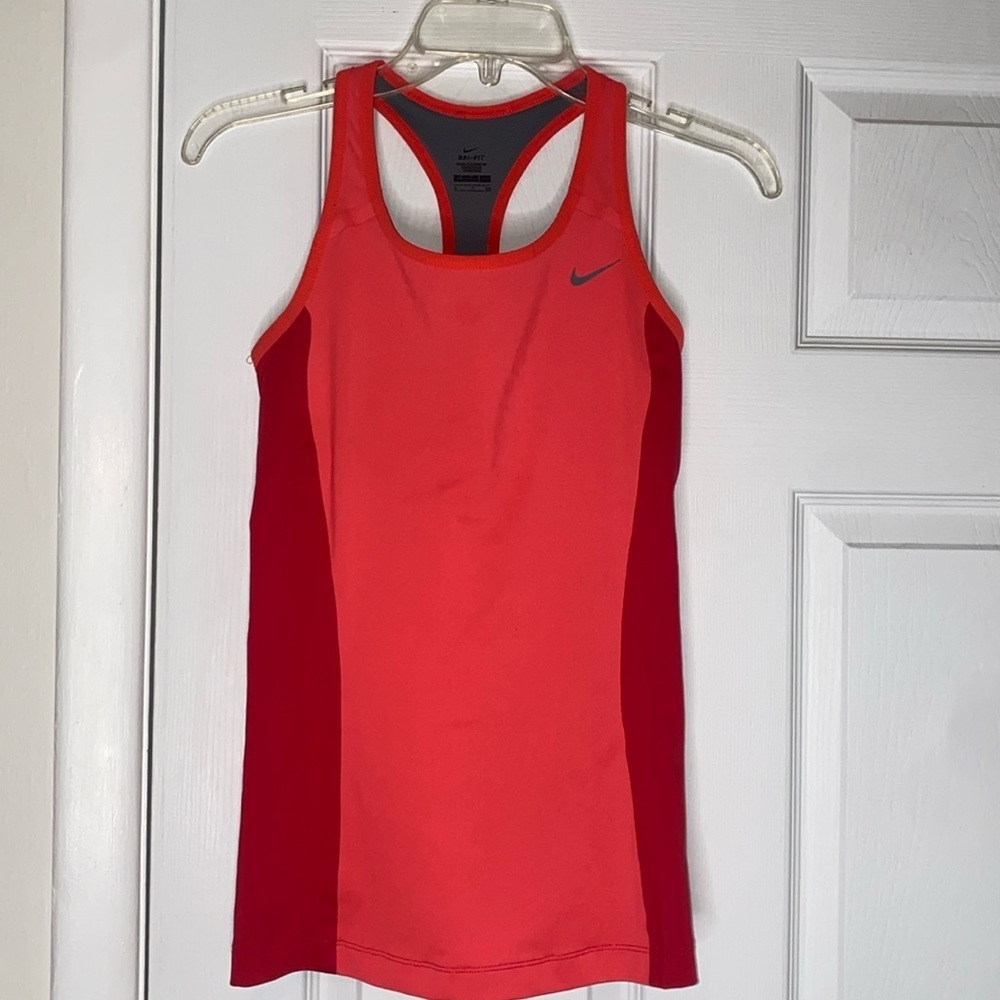 Nike Small Running Racer Back Tank Top Dri Fit Two Tone Pink Shelf Bra